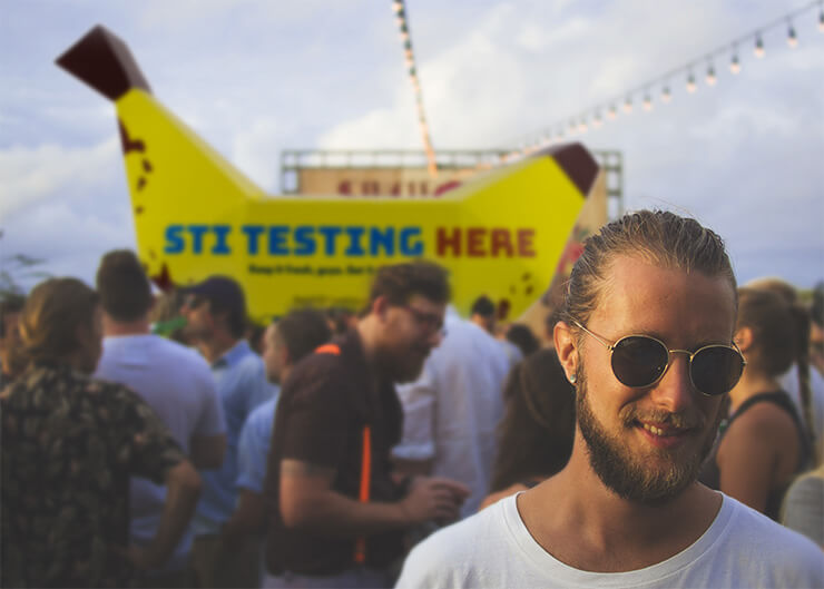 STI Testing tent mockup in music festival