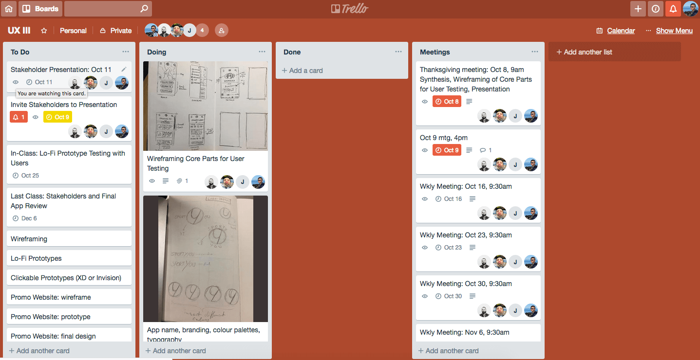 Trello board for project management