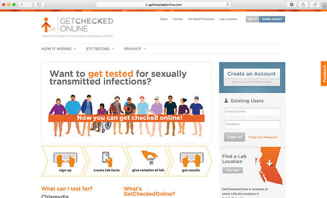 Screenshot of Get Checked Online website