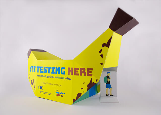 Front view: prototype of popup STI testing tent