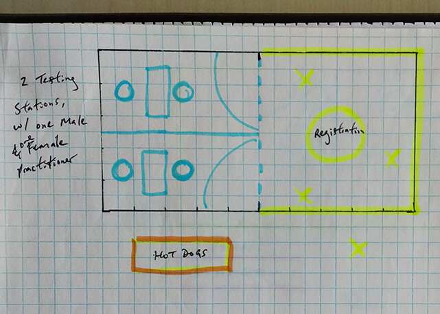 Sketch of popup tent floor plan